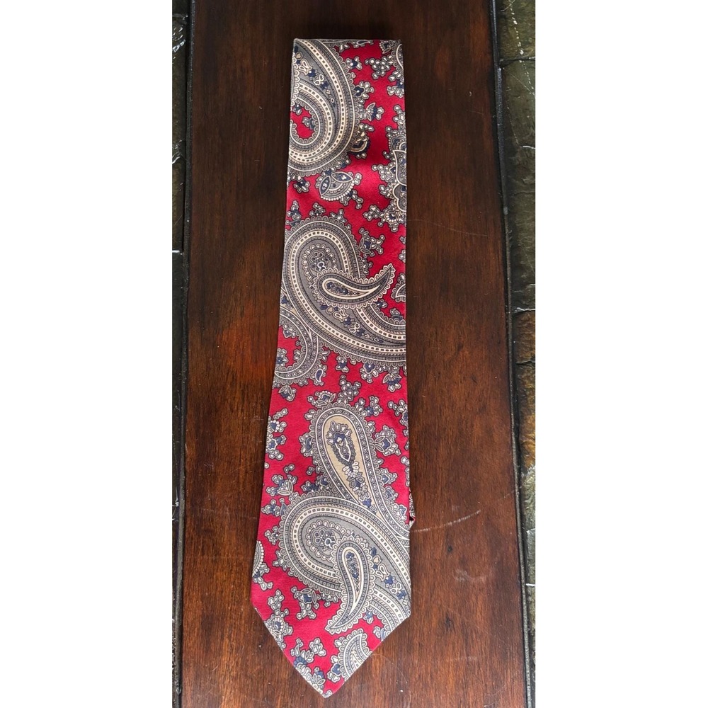 Sheaf & Caber Men's Red Paisley Necktie Silk Business Career Formal Vintage tie